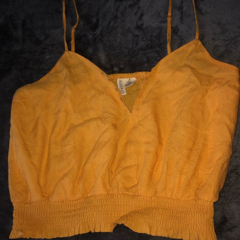 Cute mustard yellow crop top ( ruffled at bottom)